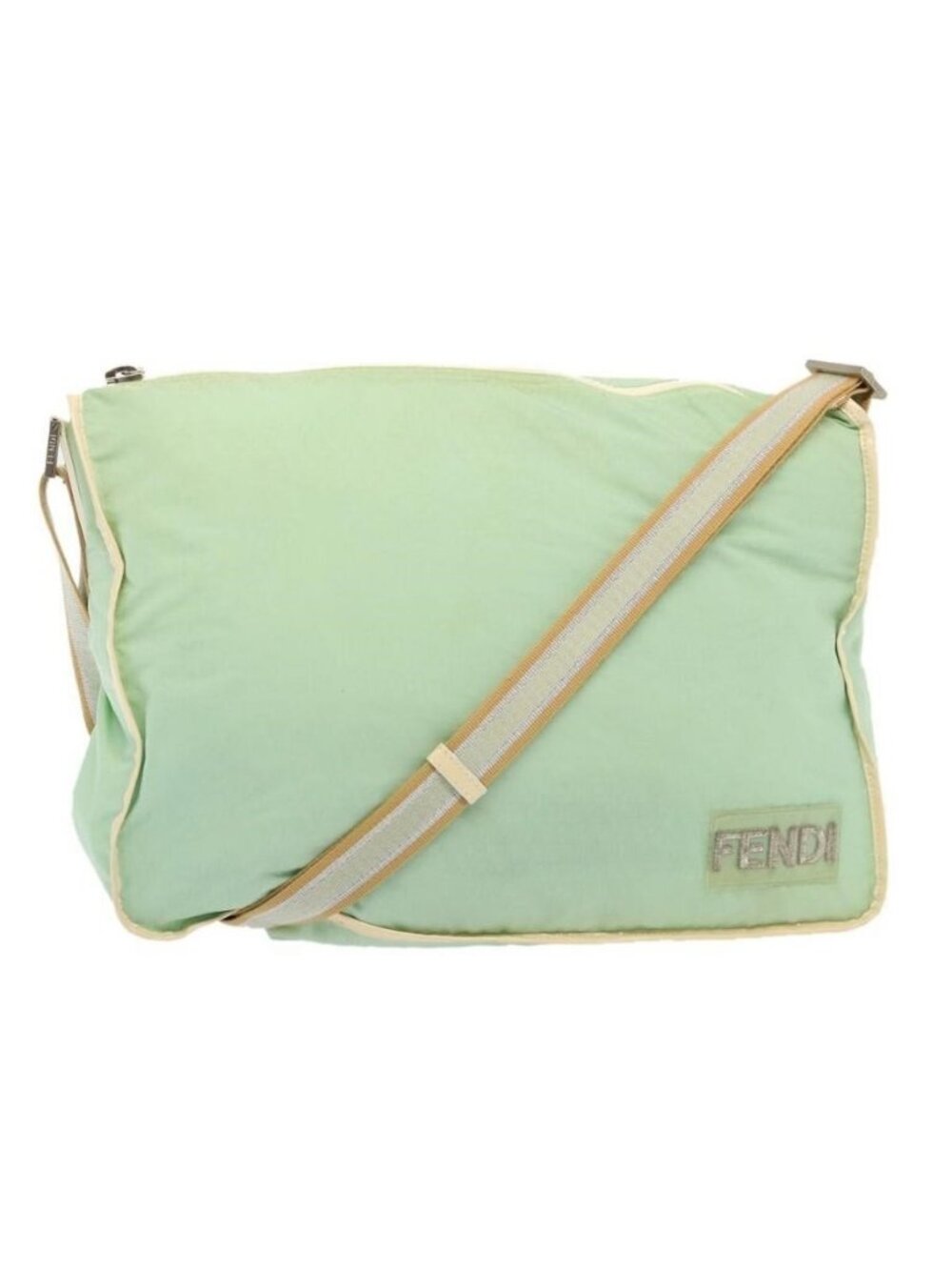 Authentic FENDI Zucchino Canvas Shoulder Bag Nylon Green
